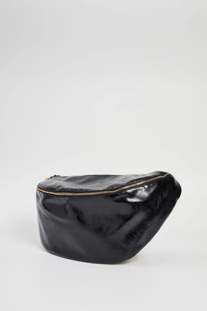 Maxi leather bum bag - BLACK