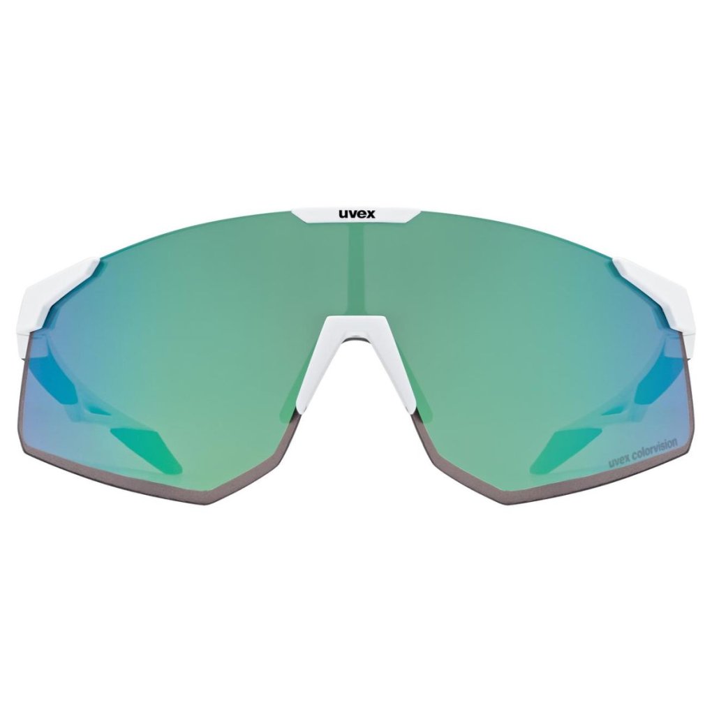 Uvex pace perform small CV Glasses - white matt/mirror green colorvision