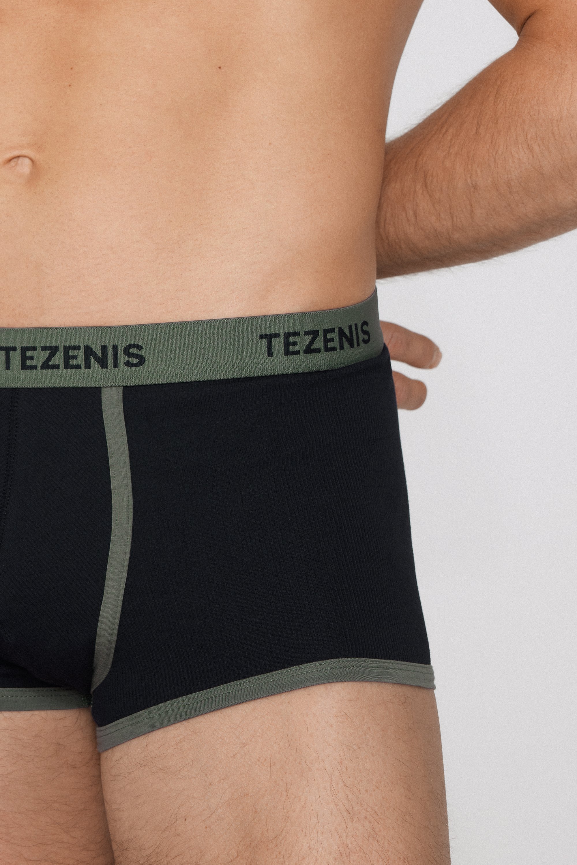 Ribbed Cotton Boxers with Logo Elastic