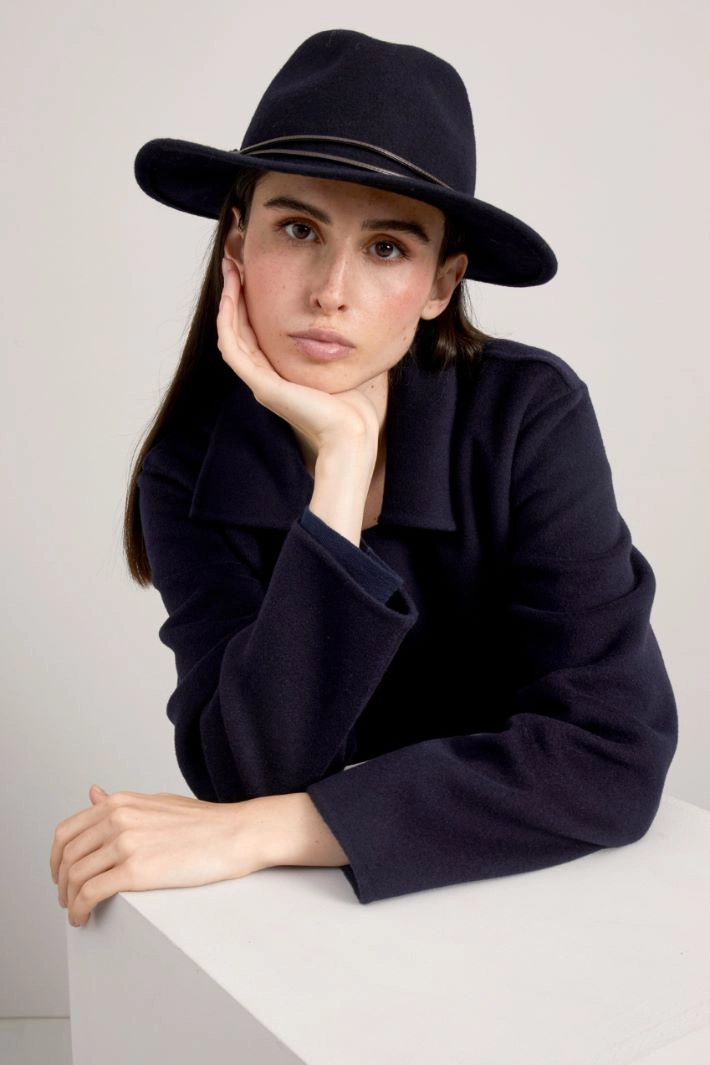 Wool felt fedora hat - NIGHT BLUE