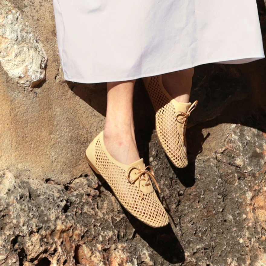 Square-Toe Mesh Flats (Carey)