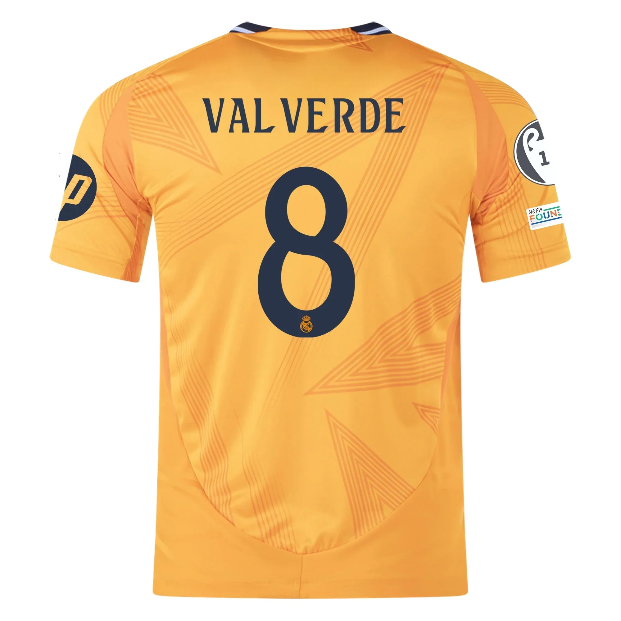 Real Madrid Authentic Federico Valverde Away Jersey w/ Champions League Patches 24/25 (Crew Orange)