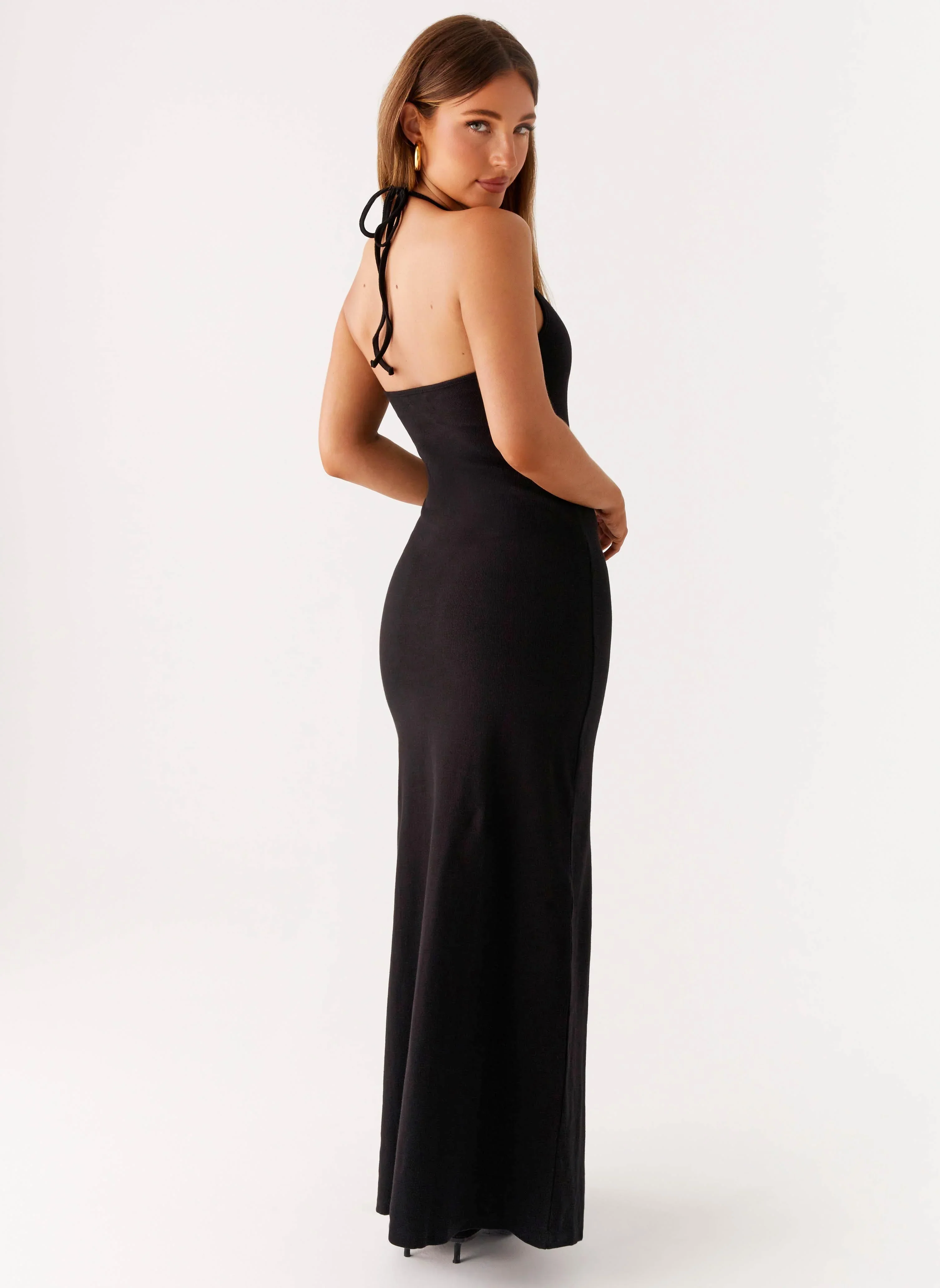 Yaselle Button Front Maxi Dress - Black
