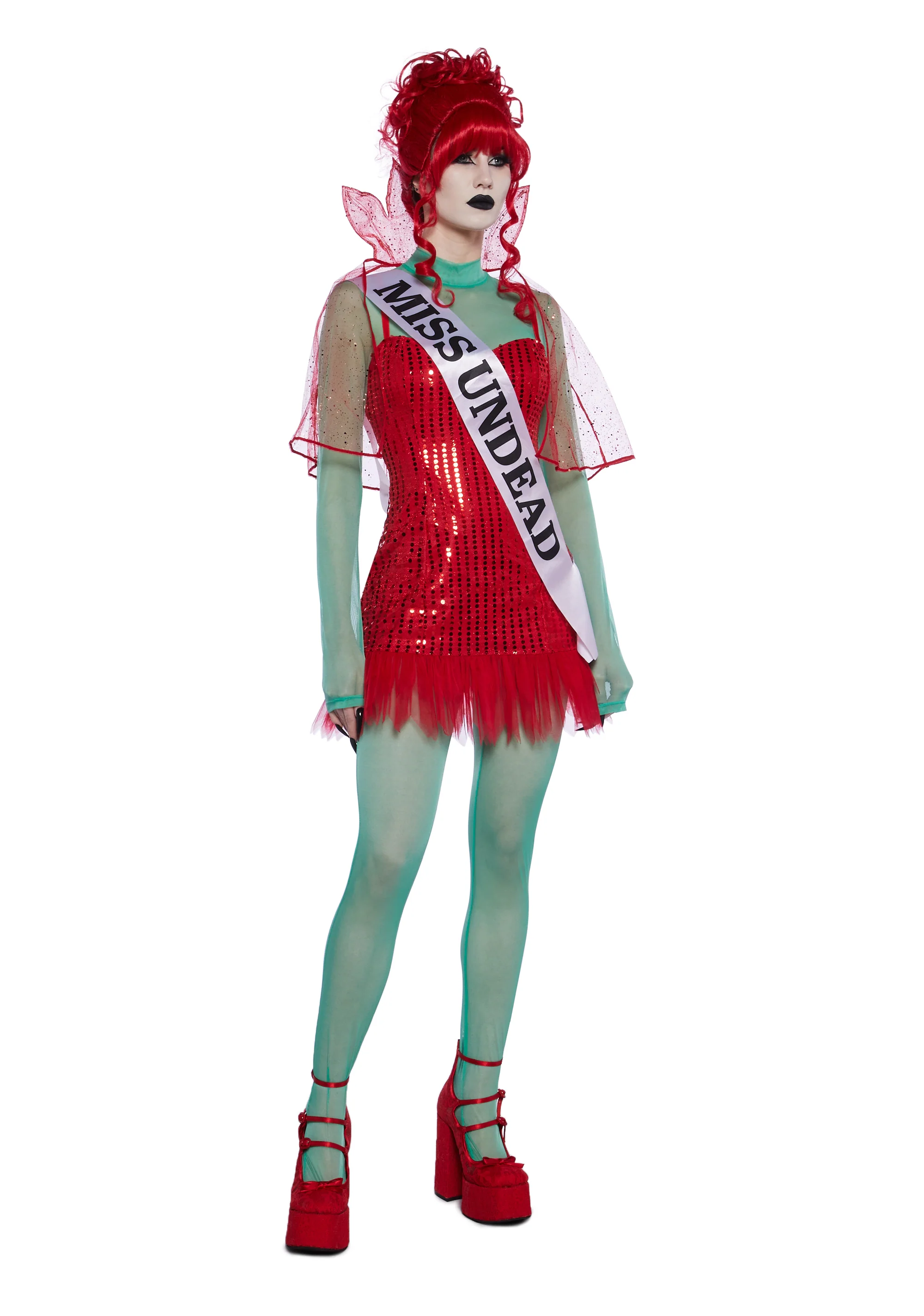 Miss Afterlife Receptionist Costume and Wig Set