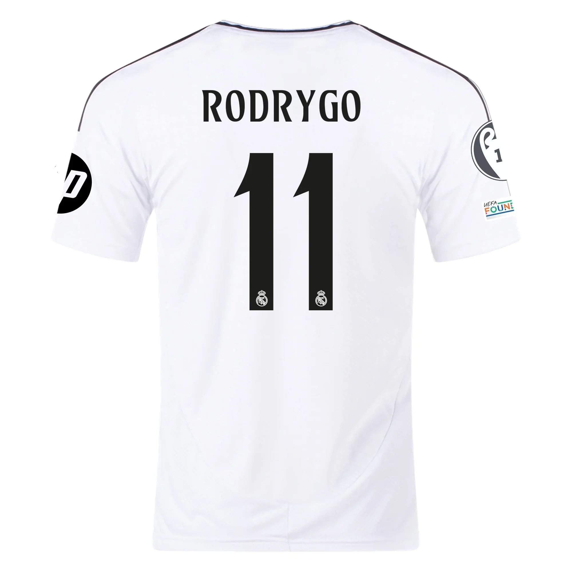 Real Madrid Rodrygo Home Jersey 24/25 w/ Champions League Patches (White/Black) (Copy)