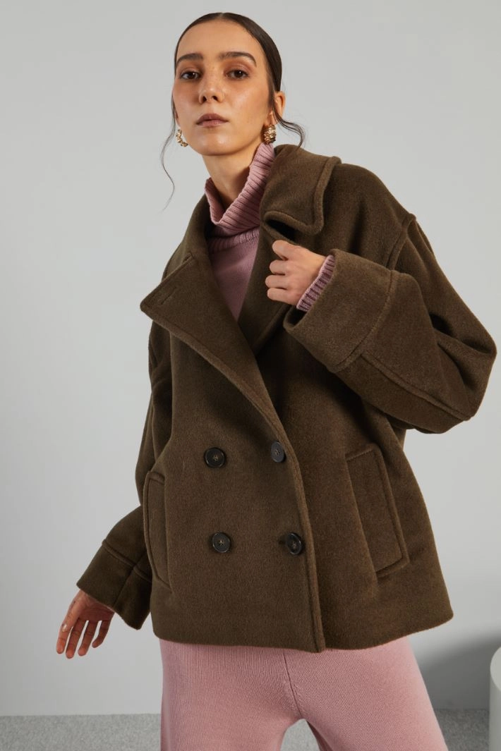 Beaver pea coat - KHAKI GREEN