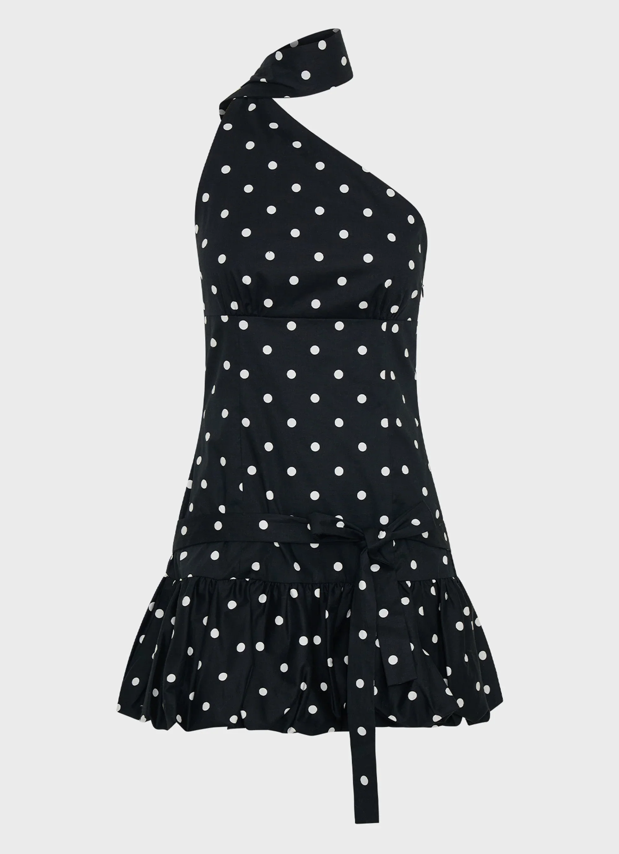 Belina Scarf Mini Dress - Black Polkadot