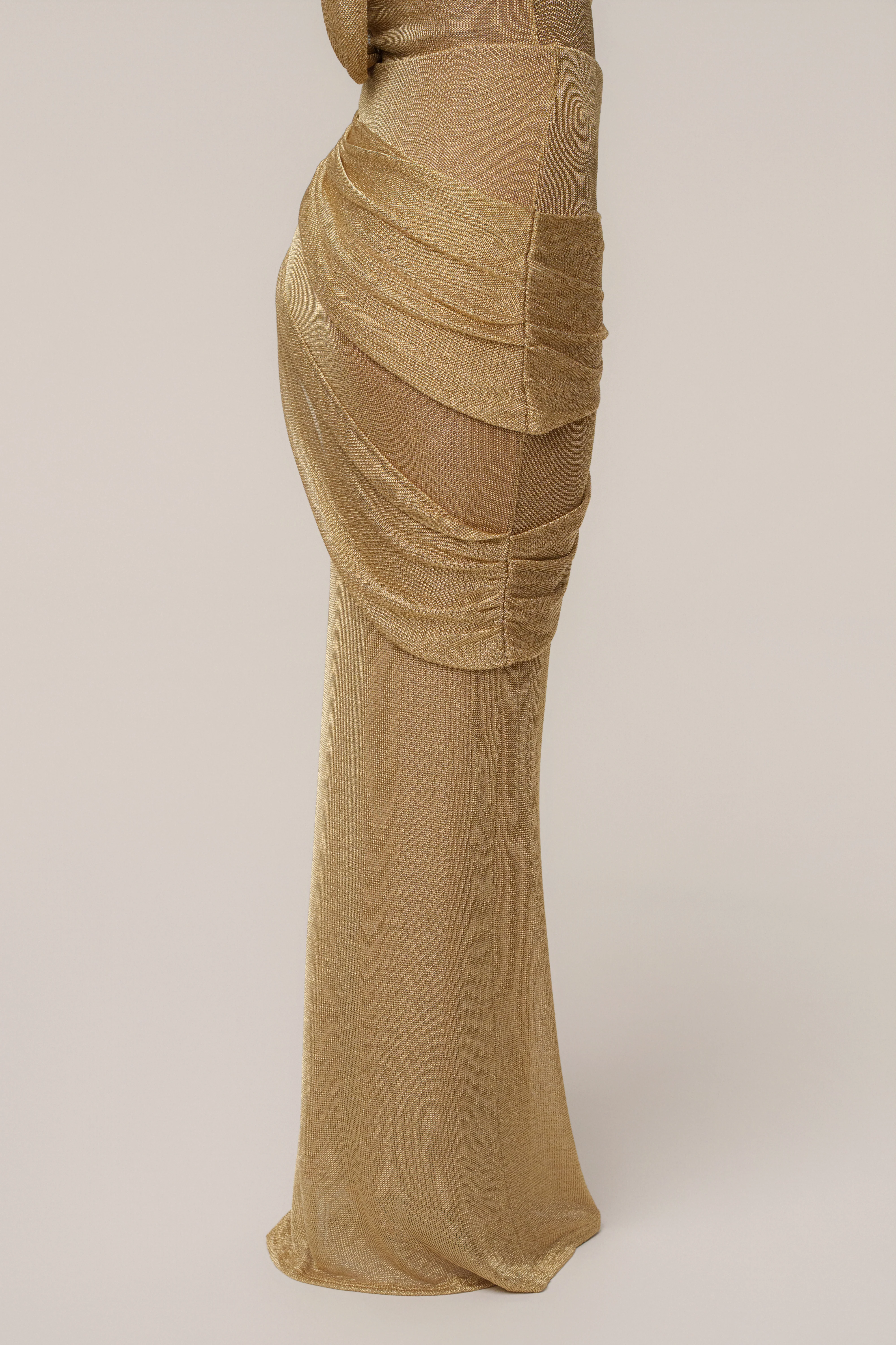 PRE-ORDER Gold Opulent Metallic Maxi Skirt