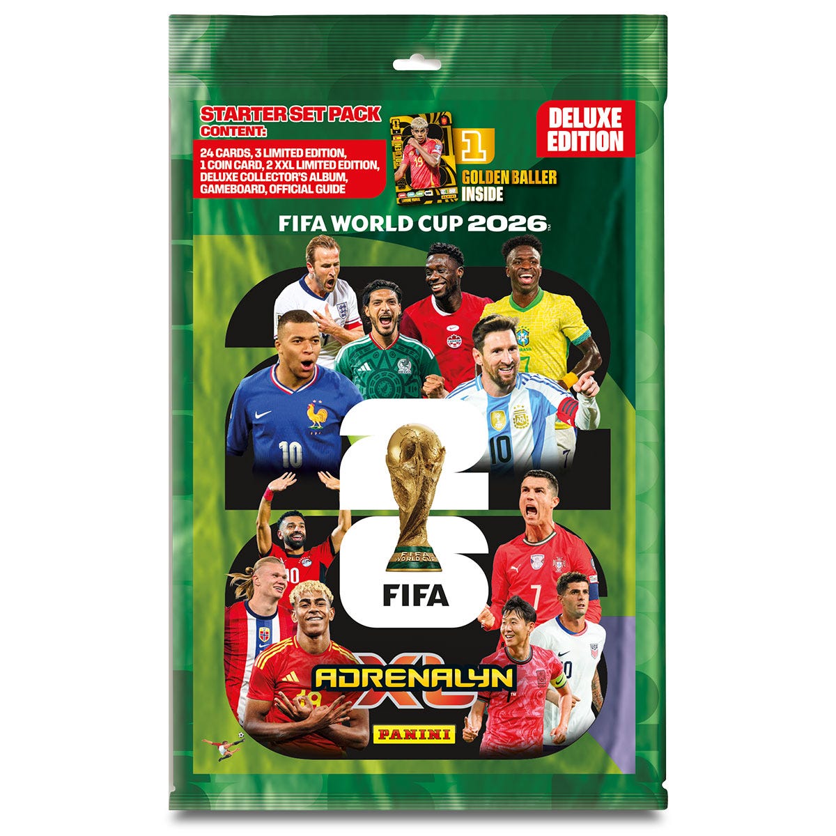 FIFA World Cup 2026™ Adrenalyn XL™ Official Trading Card Game - Box of 50 Packets plus Premium gold packet and Deluxe Starterpack