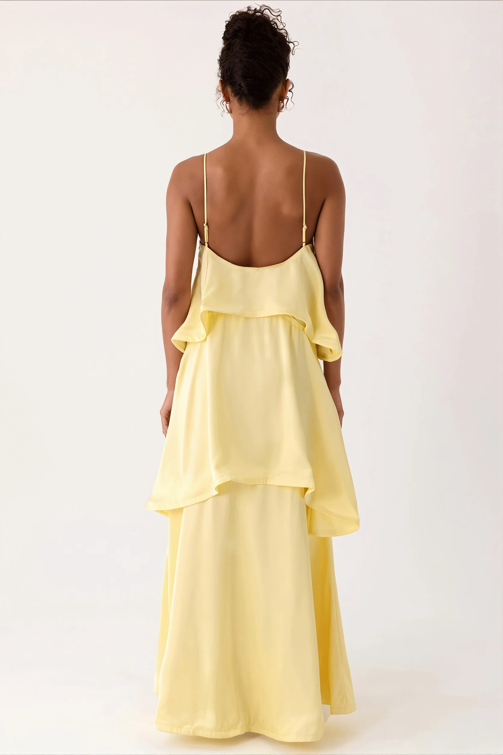Solid Ruffle Tiered Loose Maxi Dress