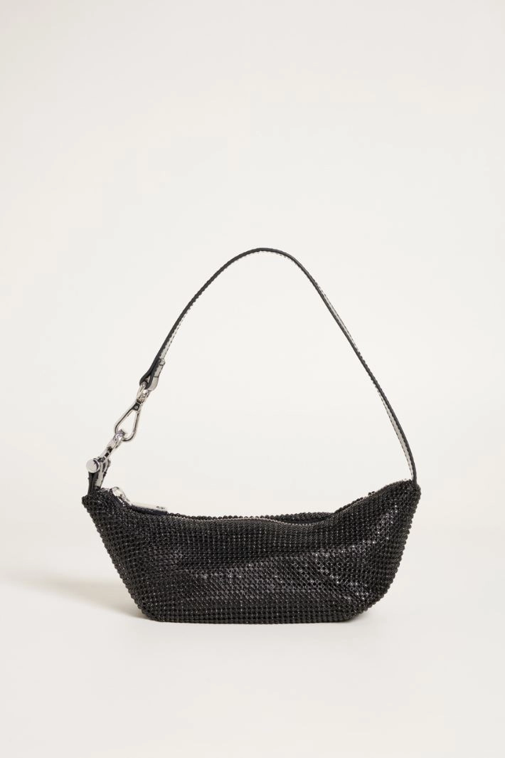 Rhinestone mesh bag - BLACK