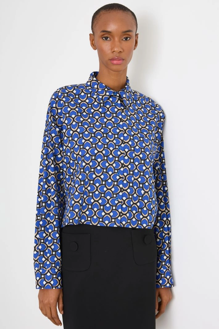 Asymmetric printed shirt - BLUE