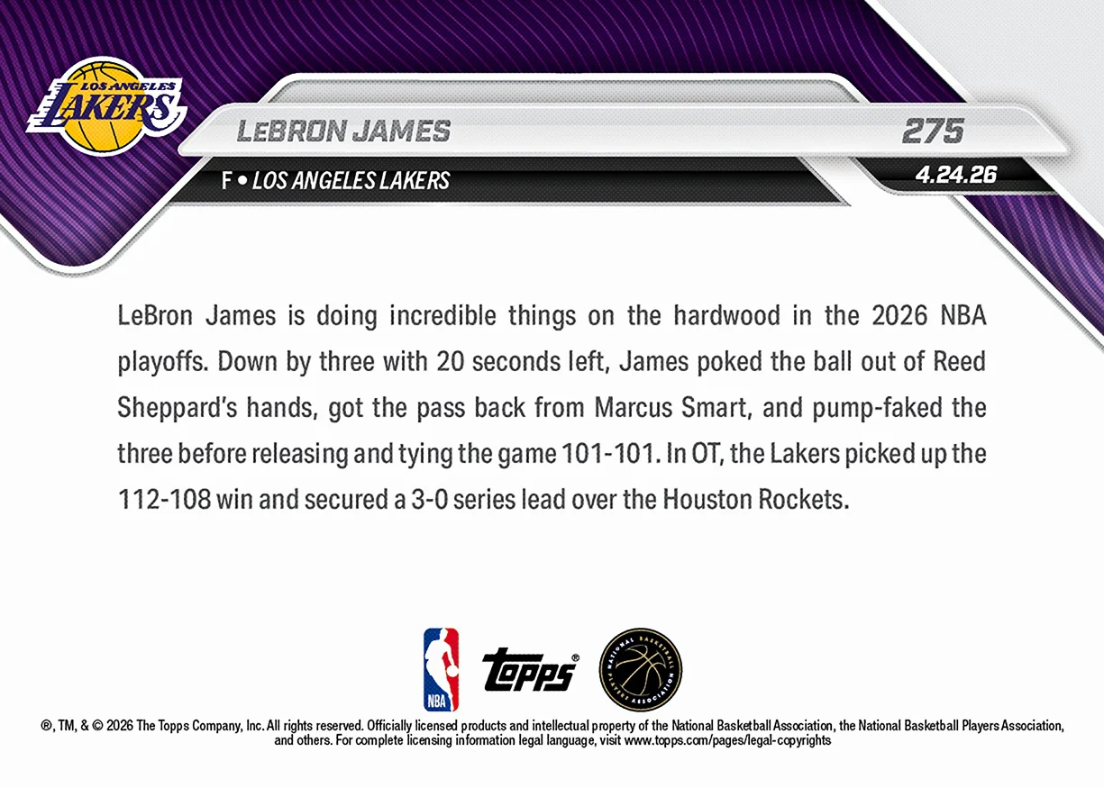 LeBron James - 2025-26 NBA Topps NOW® - Card 275