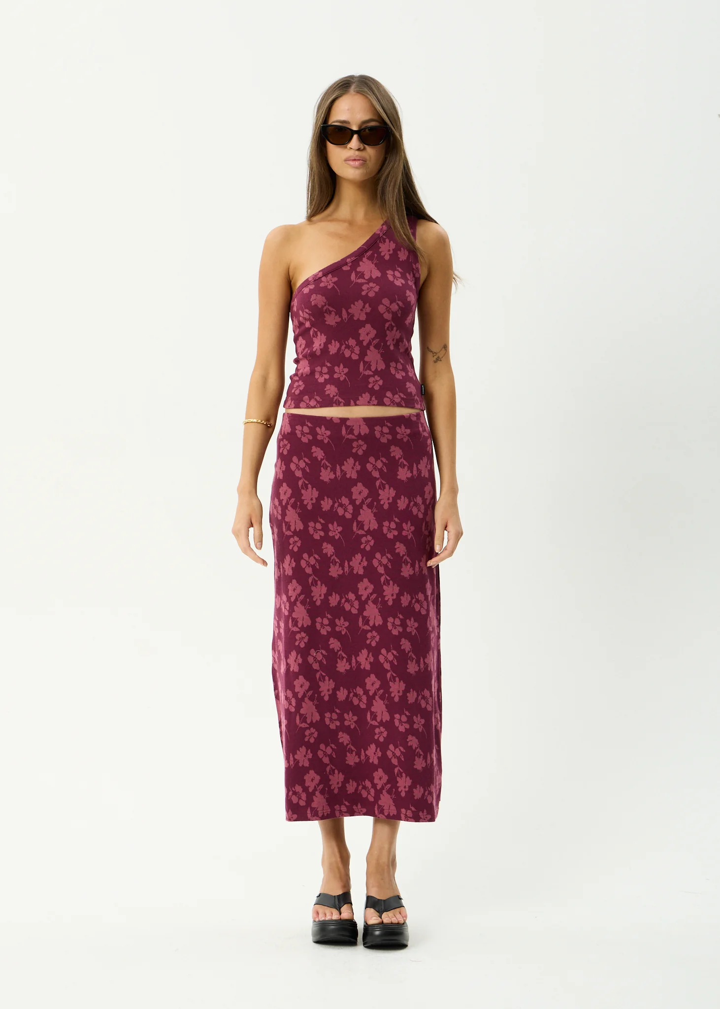 AFENDS Womens Marin - Midi Skirt - Port