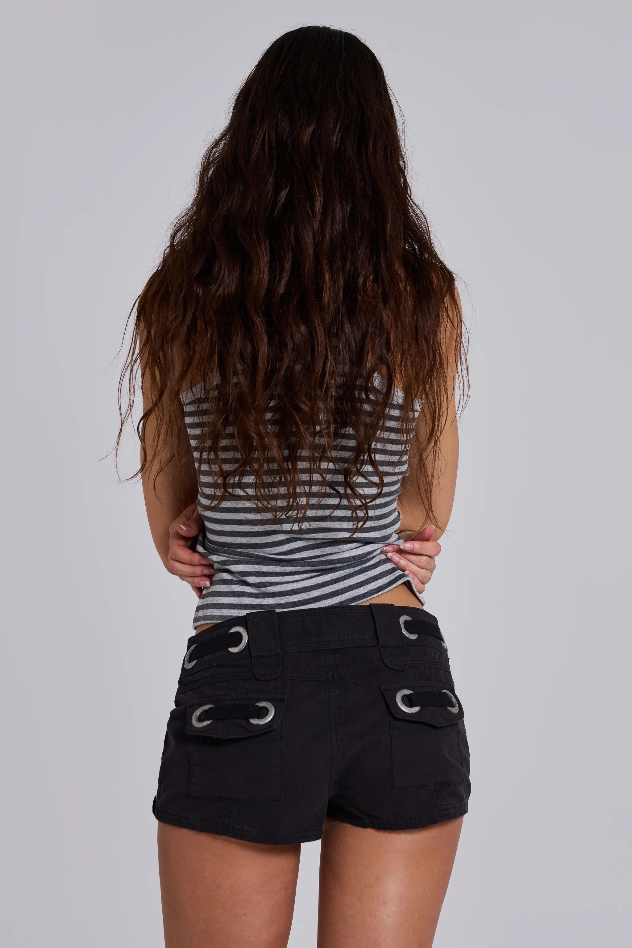 Eye Contact Vest Top With Eyelets in Stripe