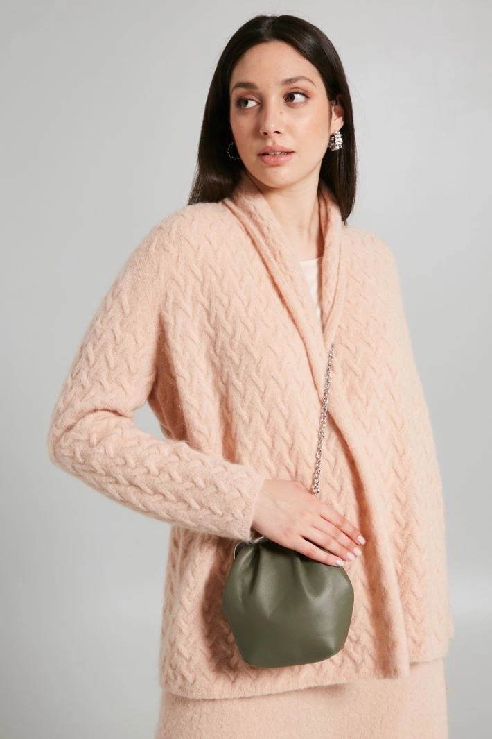Woven-effect cardigan - PINK