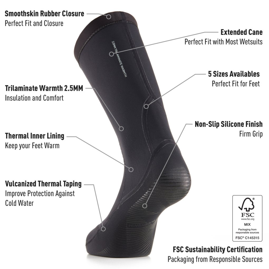 Buddyswim Trilaminate Warmth 2.5mm Neoprene Socks