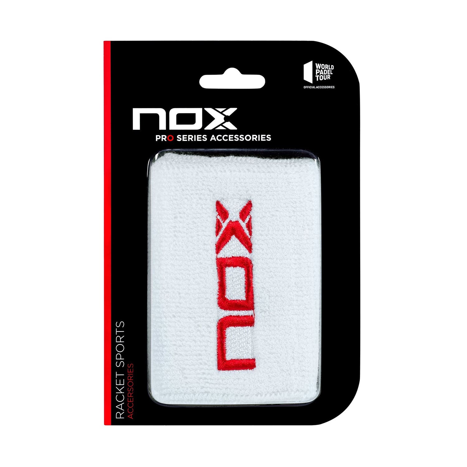 BOX 6 PCS. - BLISTER (2 PCS.) NOX WRISTBAND WHITE LOGO RED