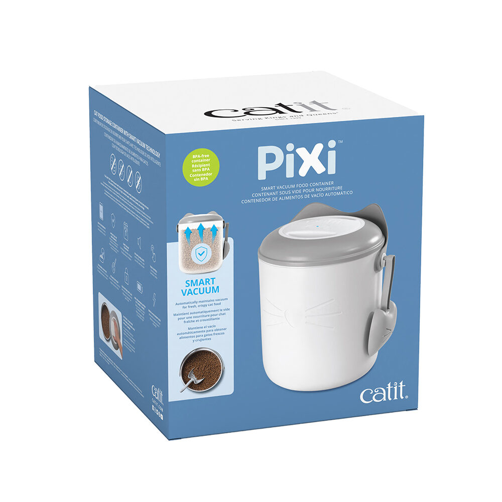 Catit Pixi Vacuum Food Storage Bin 9.6L - 26 x 24.5 x 29.5 cm - White/grey