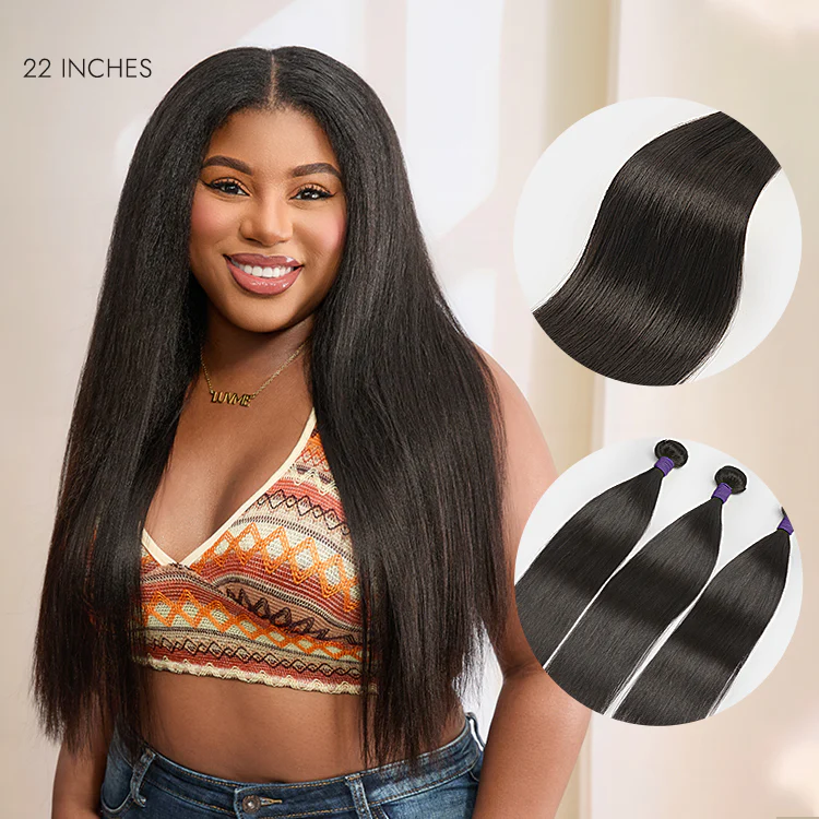 Luvme Too Easy Texture Yaki Straight 100% Virgin Human Hair Bundles 1pc / 3pcs