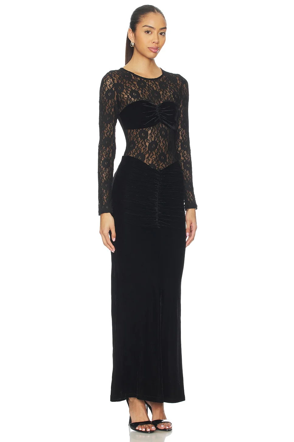 Helenie Velour Lace Maxi Dress