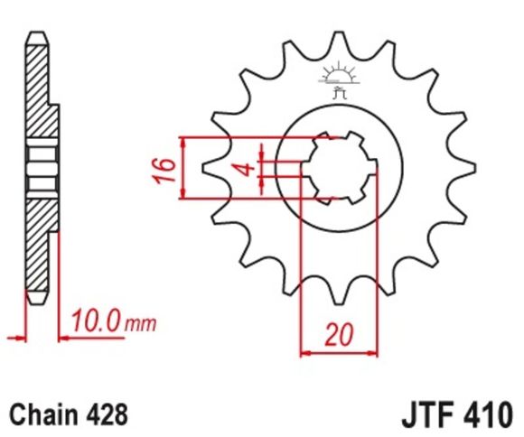 JT. Standard steel 410 - 428SUZUKI 125 GZ 125 MARAUDER - 1998 - 2011Ref: Jtc01346A / 1077197001