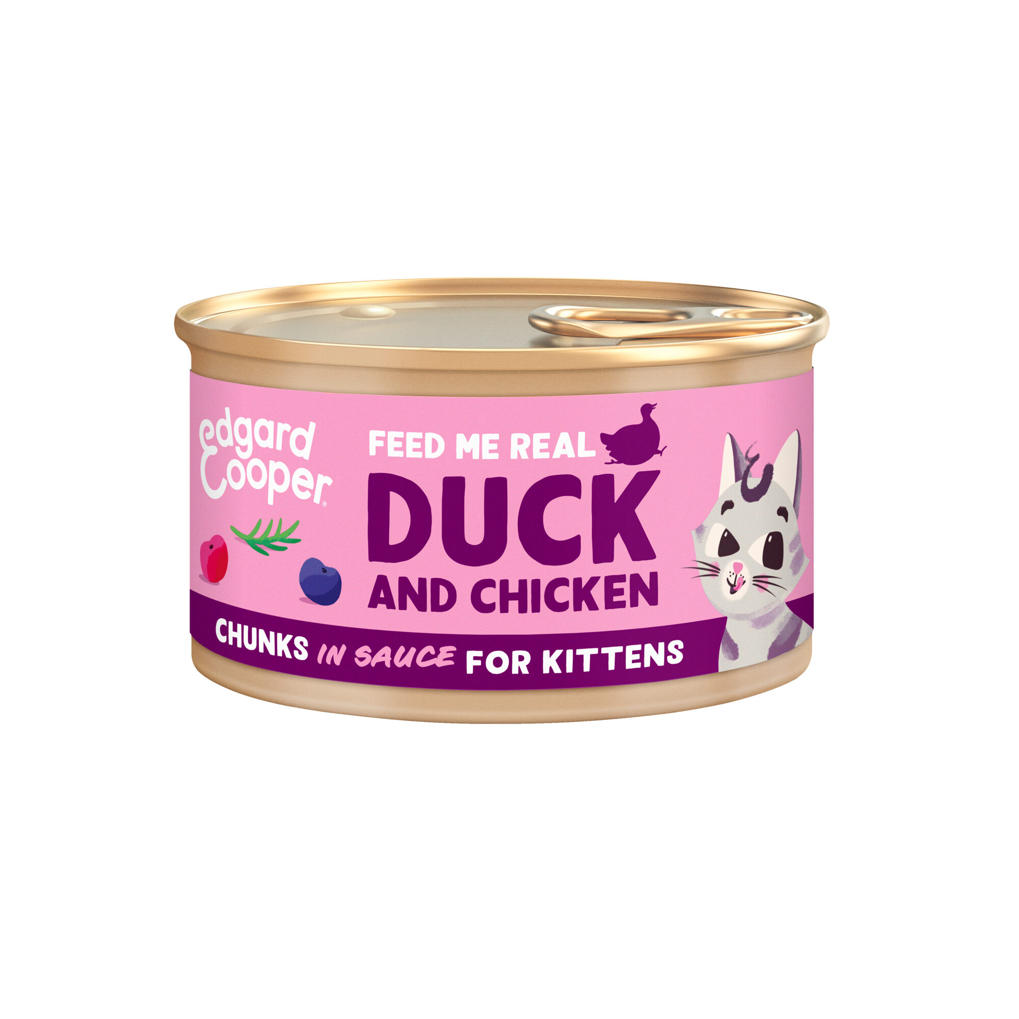 Free-run duck and chicken chunks in sauce for kittens 18 x 85g