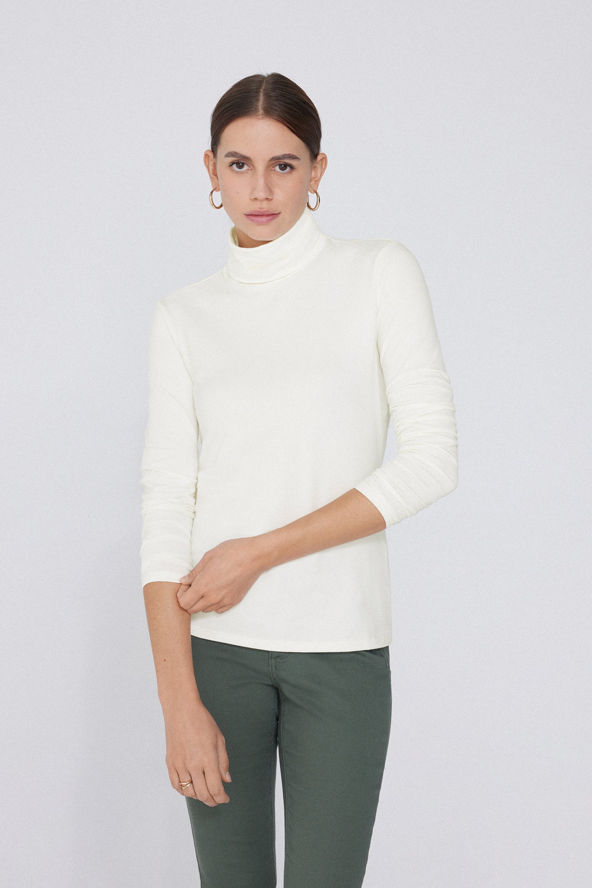 Cotton and Thermal Modal Polo Neck Top