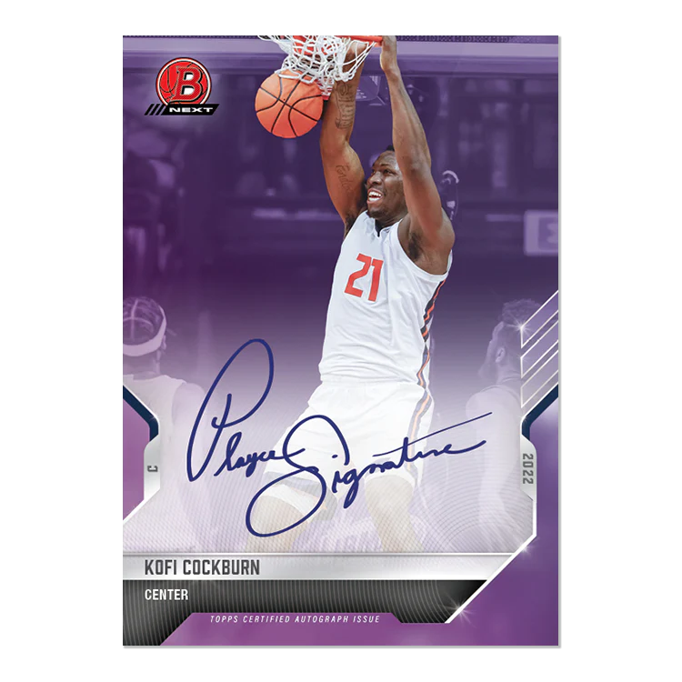 On-Card Auto # to 25 - Kofi Cockburn - 2022 Bowman NEXT TOPPS NOW® Basketball Card 31C