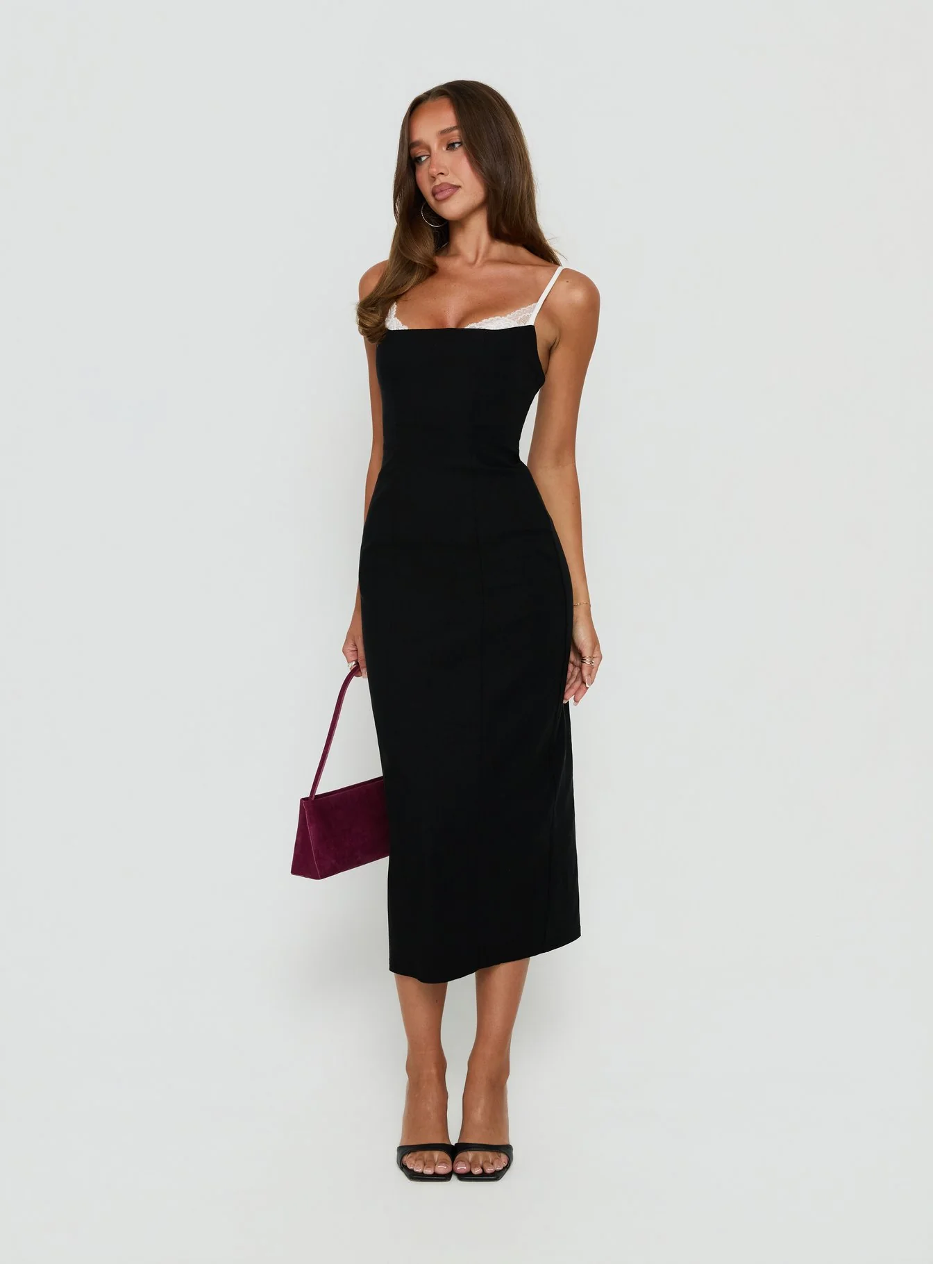 Renaissance Corset Lace Midi Dress Black / White