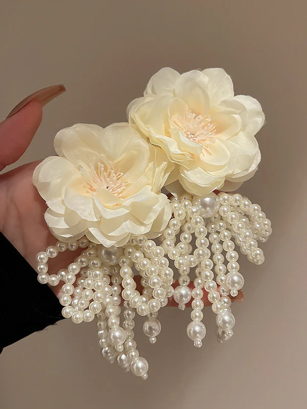Flower Shape Geometric Tasseled Drop Earrings