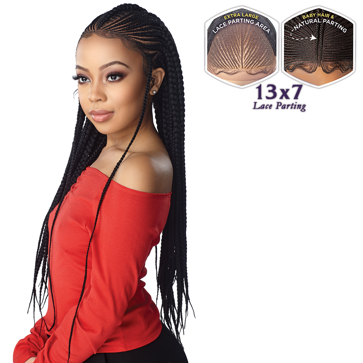 Sensationnel Cloud 9 13X7 Lemonade Braid Lace Wig Feed In Fulani Cornrow
