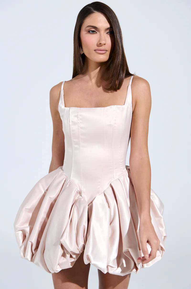 Juliet Satin Mini Dress In Light Pink
