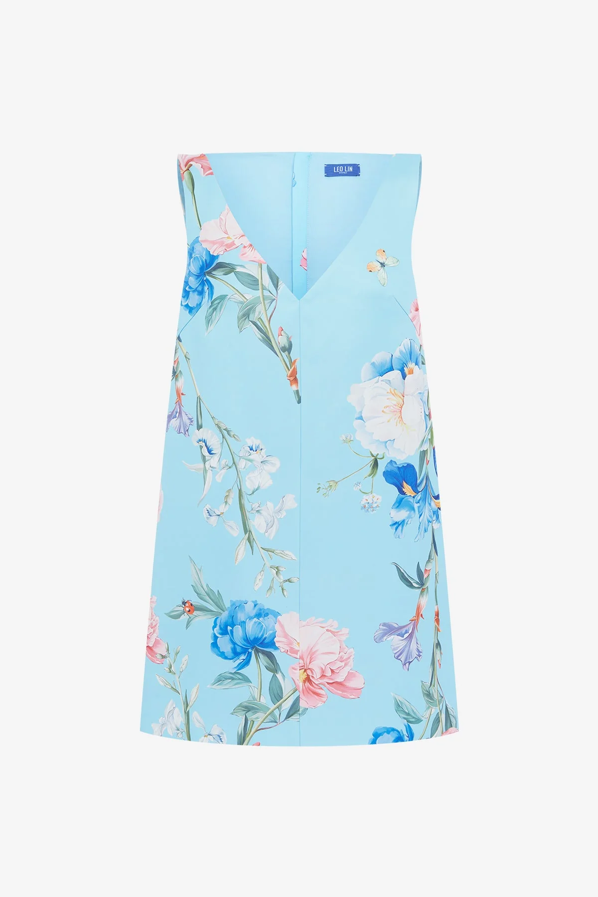 Kaelyn V Neck Mini Dress - Garden Print in Baby Blue