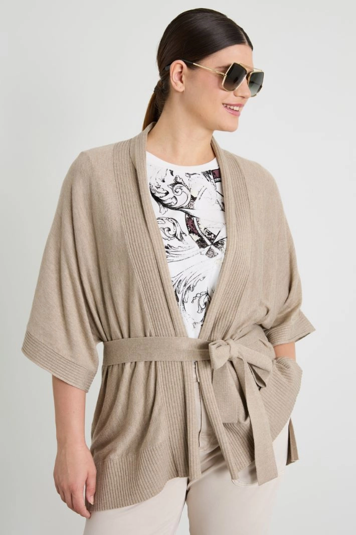 Viscose yarn cardigan - BEIGE