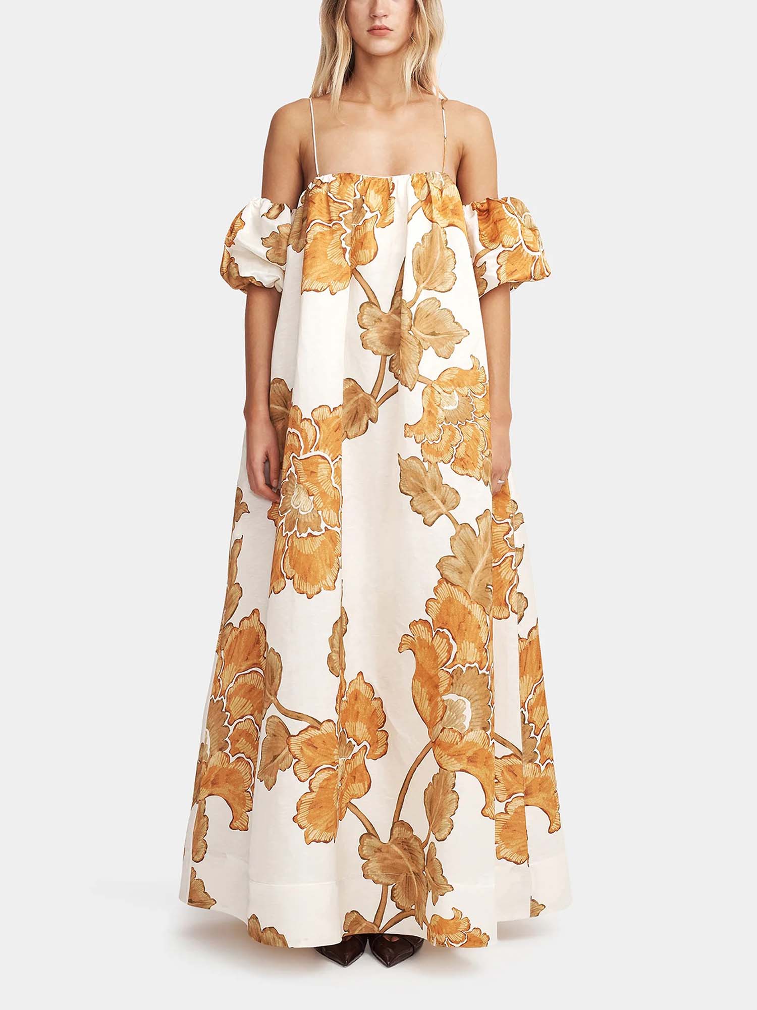 Golden Garden Off-Shoulder Maxi Dress