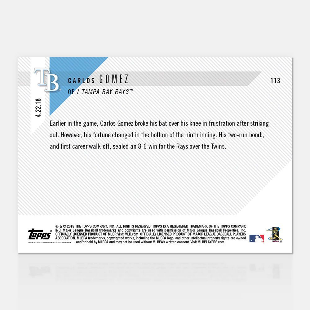 Carlos Gomez - 04/22/2018 TOPPS NOW® Card 113 - Print Run: 277