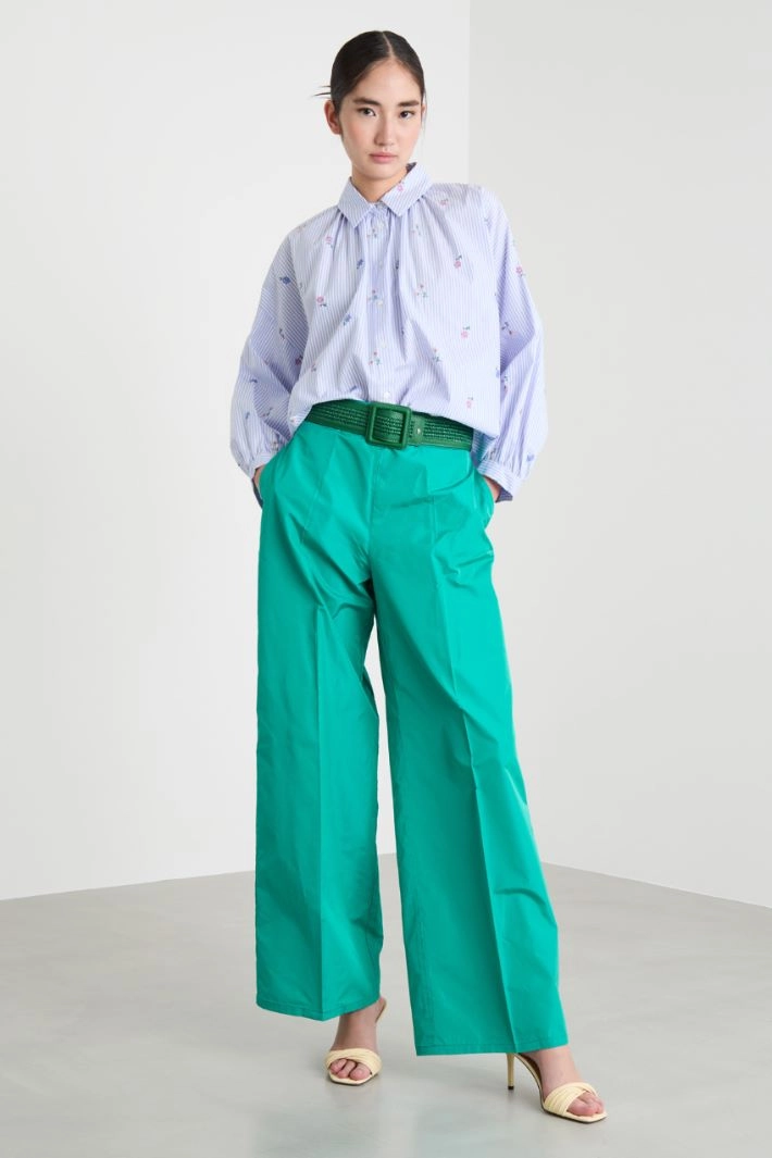 Taffeta palazzo trousers - GREEN
