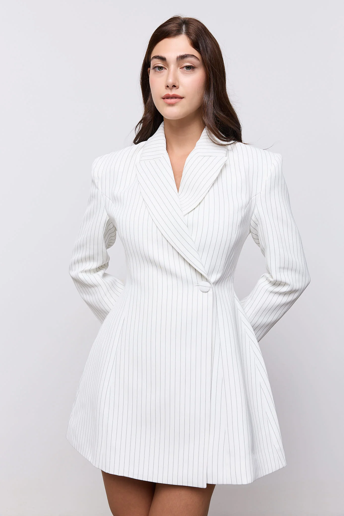 Pinstripe Tailored Blazer Dress