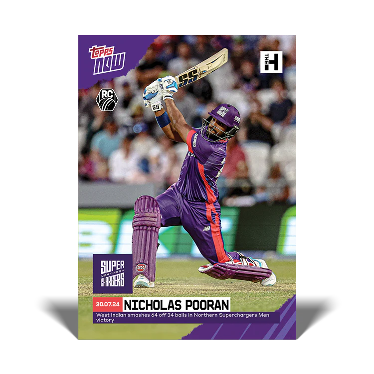 Nicholas Pooran - West Indian smashes 64 off 32 balls in Northern Superchargers Men victory - 2024 The Hundred TOPPS NOW® Card 8 - PR:32