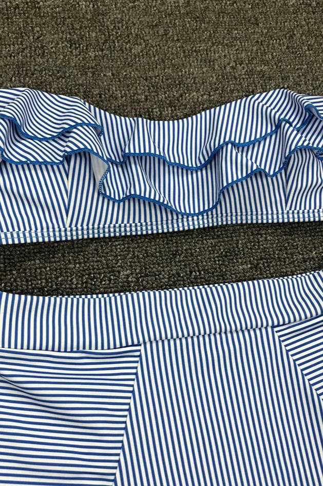 Striped Ruffle Bikini Set