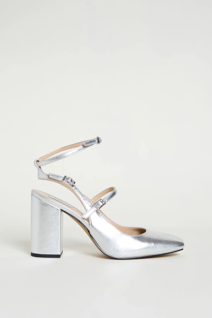 Double-strap Mary Janes - SILVER