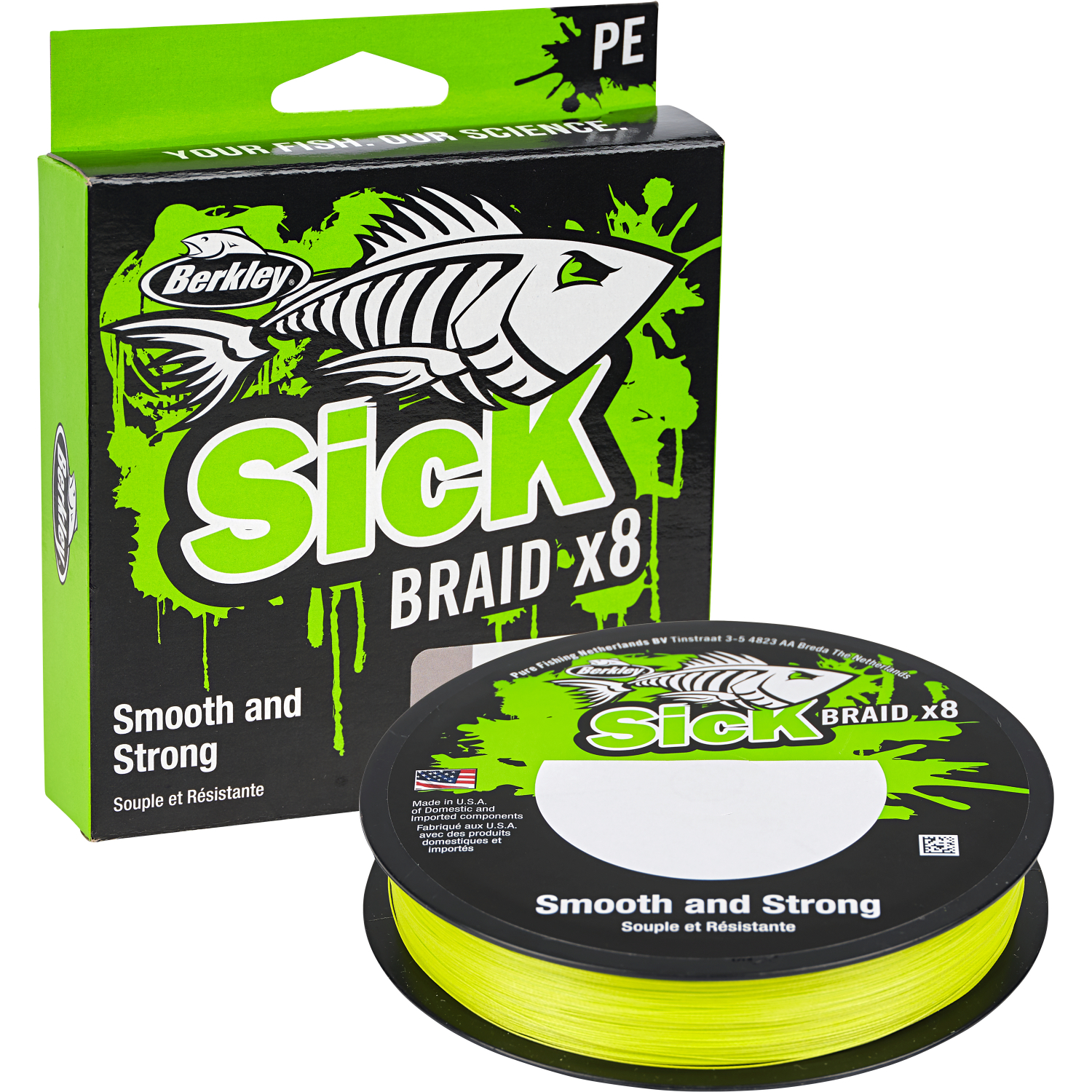 Berkley Fishing Line Sick Braid (150m, Hi-Viz Yellow)