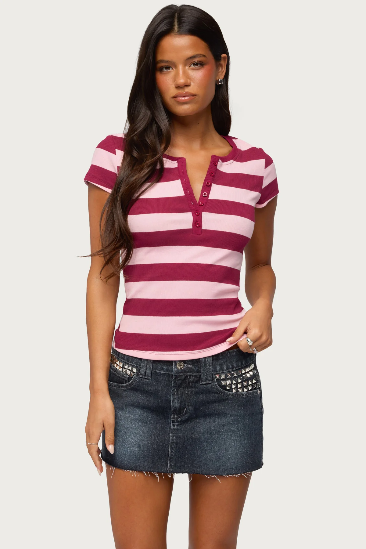 Rhianon Striped Henley Top