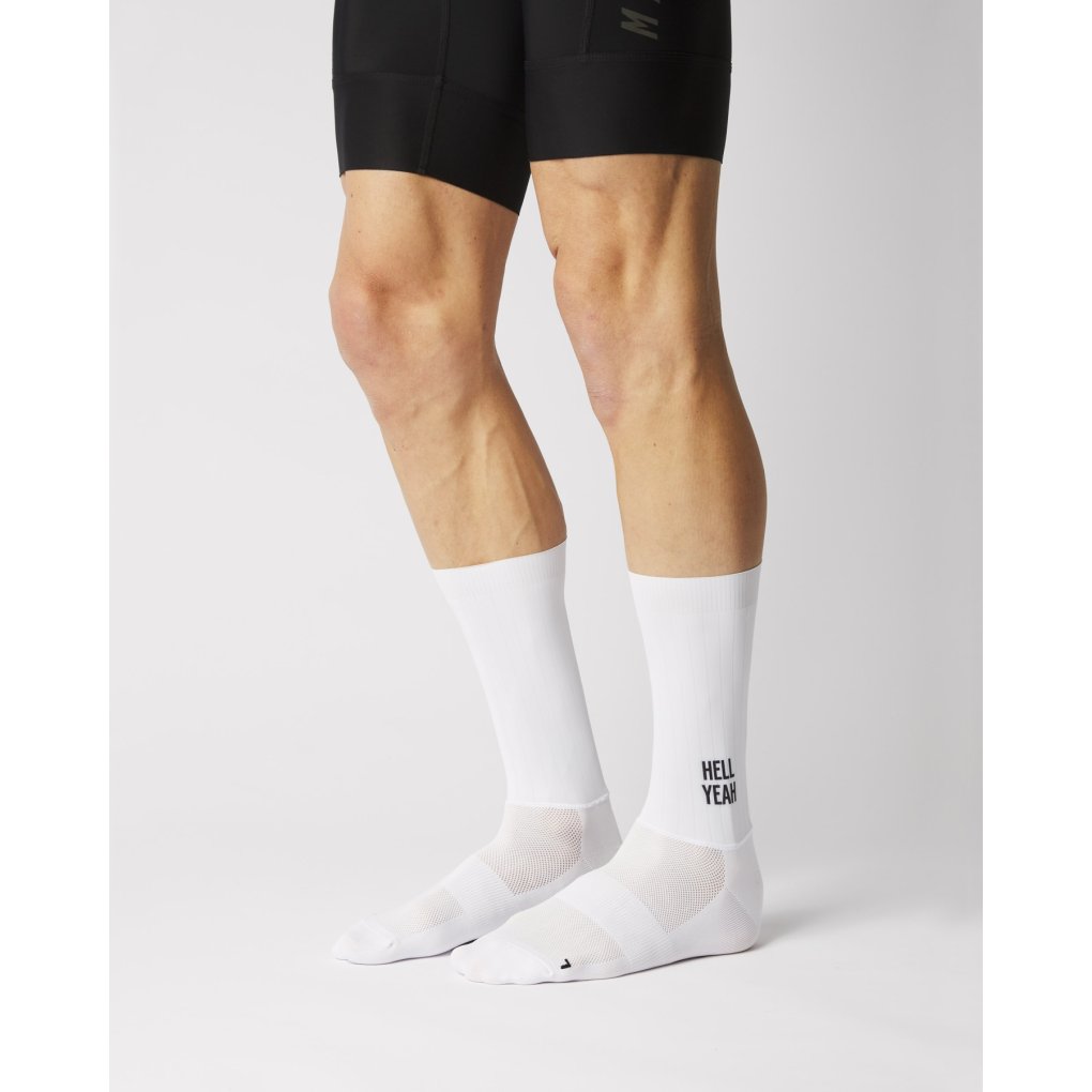 FINGERSCROSSED Aero Iconic Cycling Socks - Hell Yeah - White
