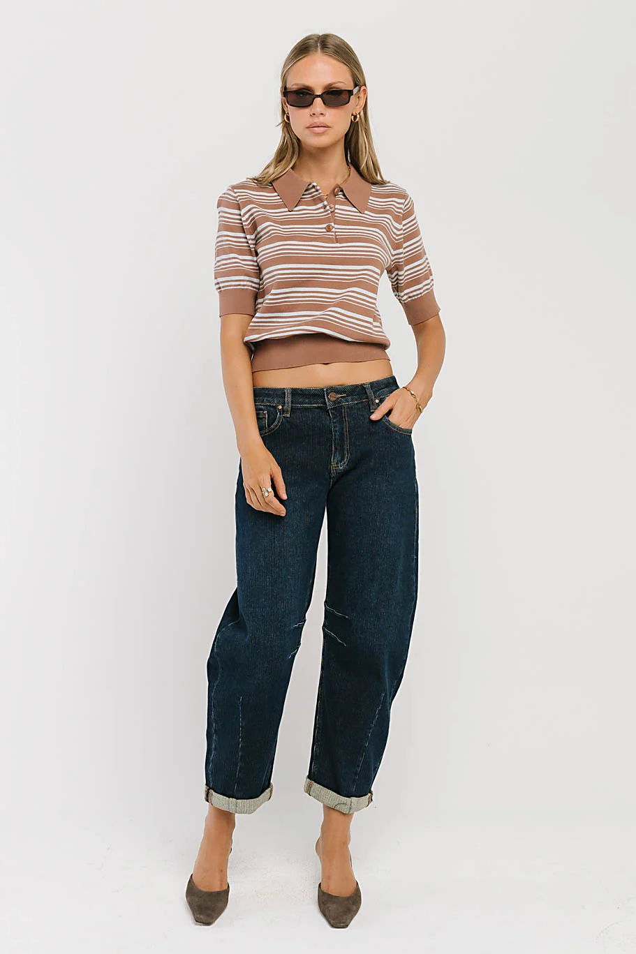 Zoe Mid Rise Barrel Jeans