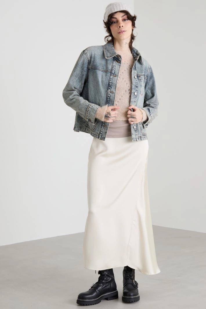 Godet satin skirt - CHAMPAGNE