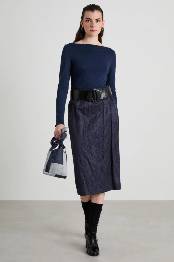 Satin pencil skirt - BLUE