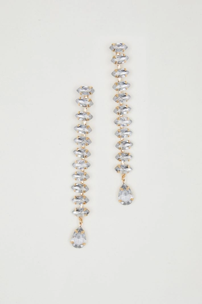 Rhinestone pendant earrings - GOLD SILVER