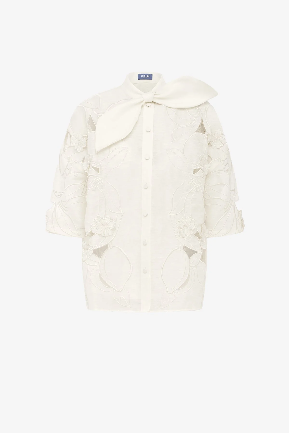 Brooklyn Appliqué Bow Puff Sleeve Top - Snow